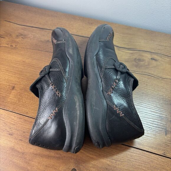 Clarks Shoes Womens 7.5N Wave Walk Slip On 86505 Black Leather Casual Comfort - Picture 7 of 9